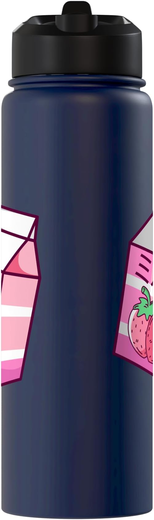 Kawaii Japanese Pink Retro 90s Strawberry Milk Carton Stainless Steel Insulated Water Bottle