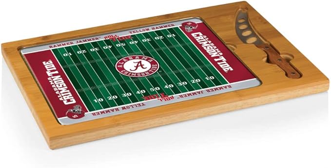 PICNIC TIME NCAA Icon Glass Top Cutting Board & Knife Set, Cheese Boards Charcuterie Boards, Serving Platter, (Parawood & Bamboo)