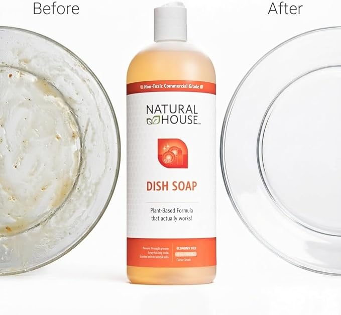 Enzyme Hand Dish Soap - Natural House Scrubby - Probiotic Formula Cuts Grease, Gentle on Hands - Plant-Based, Septic Safe - Sensitive Skin Friendly - Citrus Scent - 32 oz