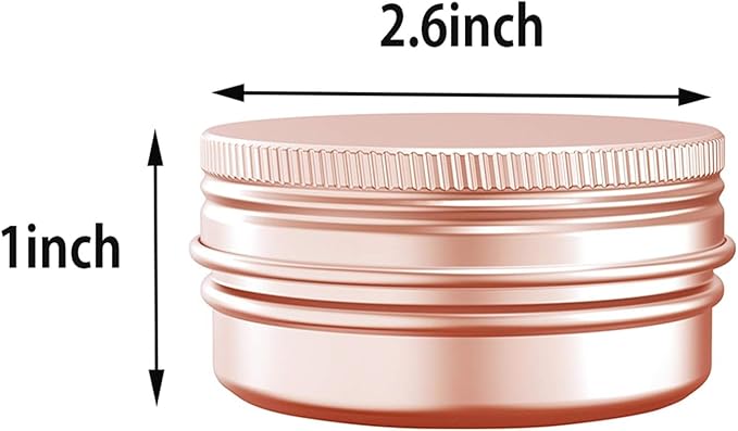 2 Ounce Aluminum Tin Jar with Screw Cap 60mL Tin Cans Refillable Containers for Cosmetic, Lip Balm, Cream, Lotion, Balms, Spices, Salve, Rose Gold 40 Pcs