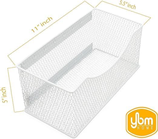 Ybmhome Wire Mesh Magnetic Storage Basket, Trash Caddy, Container, Desk Tray, Office Supply Organizer Silver for Refrigerator/Microwave Oven or Magnetic Surface in Kitchen or Office (2, Large (White))