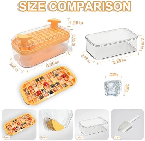 Mini Ice Cube Tray with Lid and Bin + ice cube maker with easy press lid