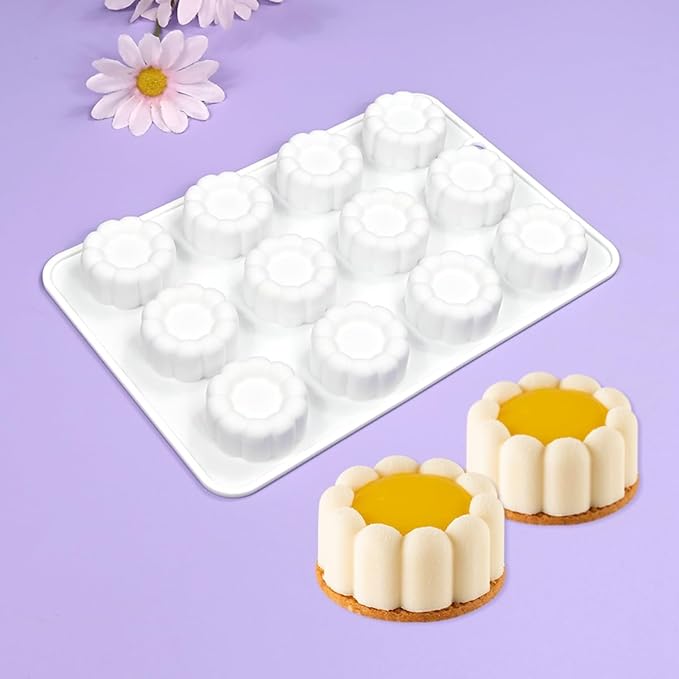 mostsom Silicone Molds Mousse Molds 3D Flower Border Cylinder Silicone Baking Mold DIY Mousse Fondant Mould Cake Decorating Tools for Kitchen Accessories (B_ Flower Cylinder)