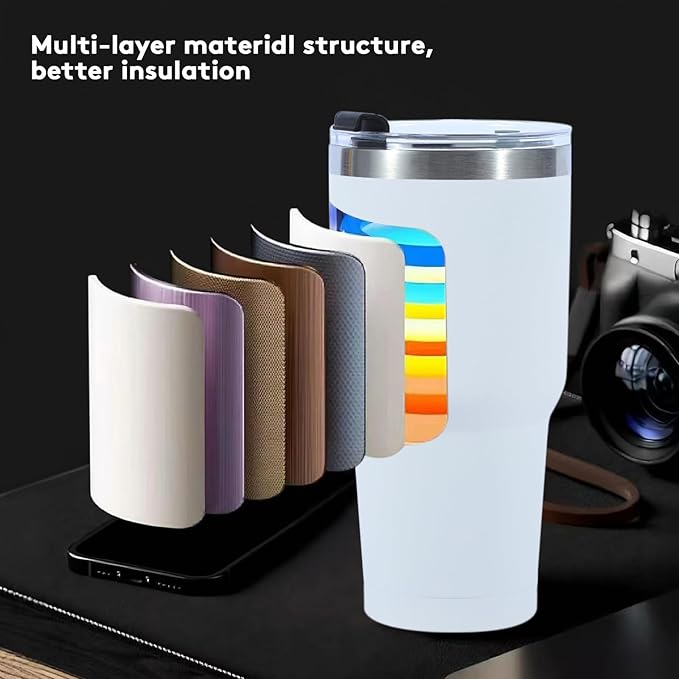 8 Pack 30oz Insulated Tumbler with Lids and Straw, Stainless Steel Travel Coffee Tumbler,Powder Coated Travel Mug (Mixed color)