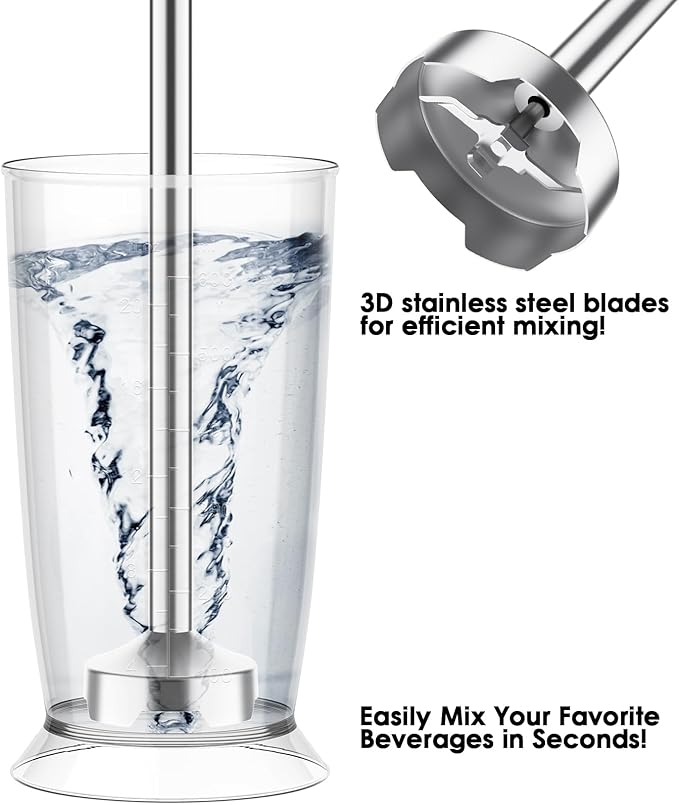 Blackcow Multi-Use 5 in 1 Immersion Blender 3.0, BPA-Free, 800W 12 Speed Hand Blenders for Kitchen, Copper Motor Stainless Steel Blade Emulsion Blender Handheld with Chopper, Whisk and Frother, Red