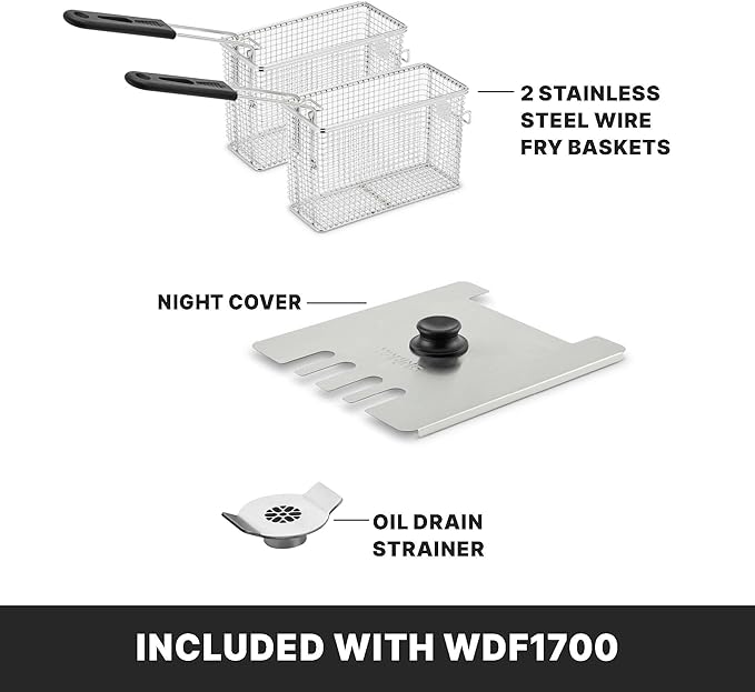 Waring Commercial 15lb Heavy-Duty Deep Fryer, for French Fries, Calamari and Dumplings, WDF1700