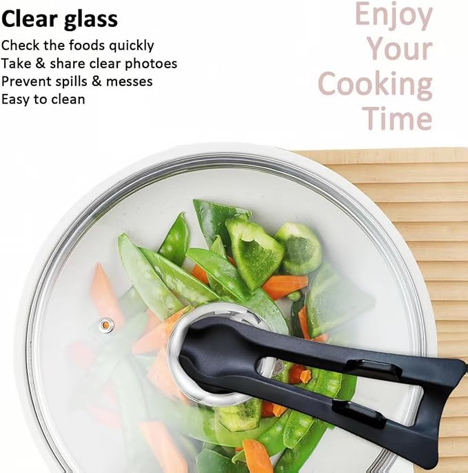 Glass Lid For Pots, Pans and Skillets, Round Tempered Clear Glass Cover Replacement with Steam Vent, Heat Resistant Handle, 11″, 12″, 12.5″, 13.5″ And 14″,12 Inch Fit Inner dia 11.7″-12.1″