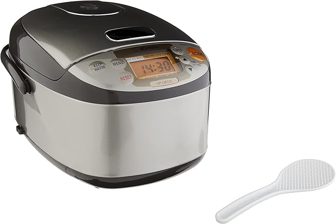 Zojirushi NS-ZCC10 Neuro Fuzzy Cooker, 5.5-Cup uncooked rice / 1L, White & NP-GBC05XT Induction Heating System Rice Cooker and Warmer, 0.54 L, Stainless Dark Brown