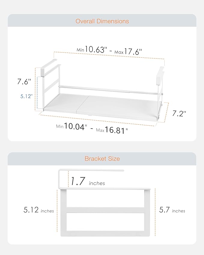Under Shelf Storage Basket, 2 Pack Heavy-Duty Hanging Baskets Under Cabinet Shelf Organizer, Add-on Space Saver Kitchen, Pantry, Laundry Room, Slide-in White Shallow Depth