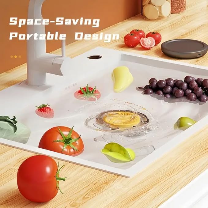 Fruit and Vegetable Washing Machine, Electric Cleaner, Faster Electrolytic Water, with Large Reaction Area, 6 min Countdown,Ideal for Cleaning Fruit,Vegetable,Rice,Tableware(White)
