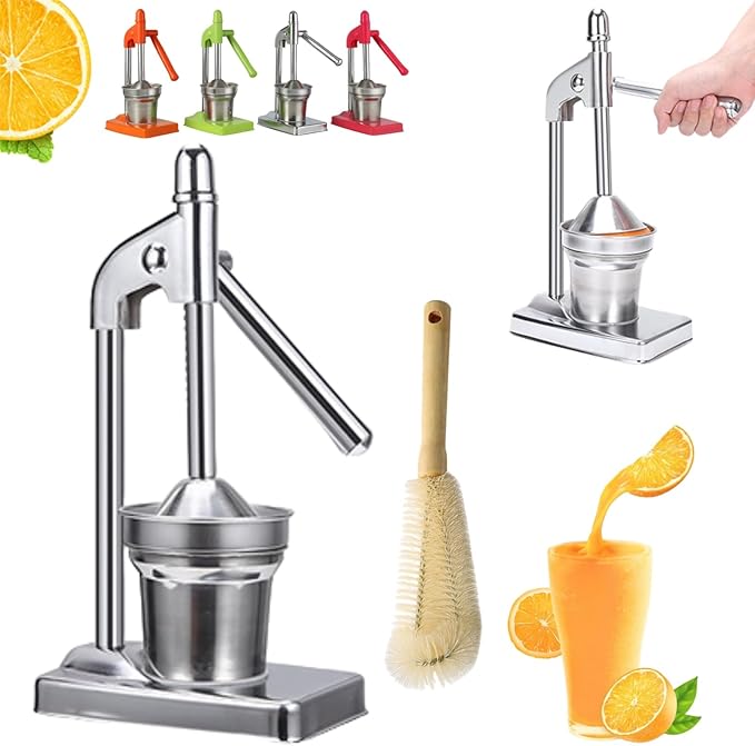 Cast Iron Juicer Hand Press, Manual Cast Iron Juicer Hand Press, Stainless Steel Lemon Squeezer, Heavy Duty Countertop Manual Juicer for Home and Kitchen Bar, Easy to Clean
