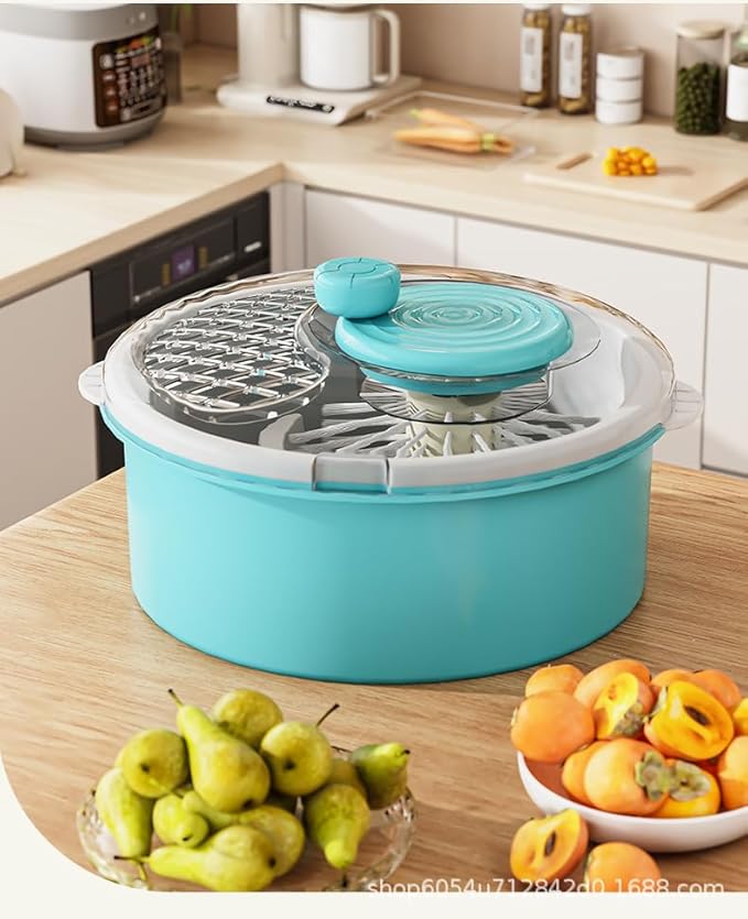 Manual Fruit and Vegetable Washer Cleaner 5L Capacity,with Spinner Brush, 30CM Fruit Washing Bowl with Strainer for Delicate Produce Strawberries, Berry, Grapes,Veggies,Potatoes,Ginger,Mushroom,Etc
