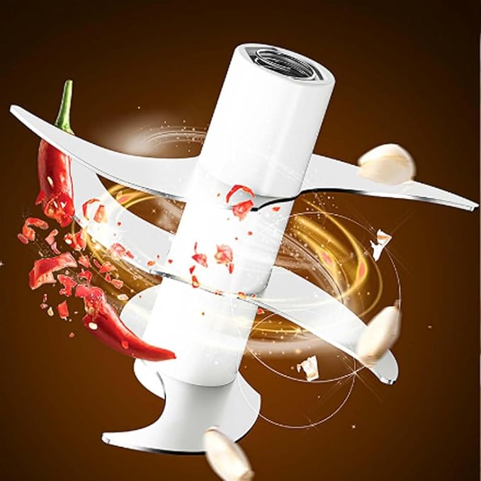 Household Electric Garlic Crusher, Electric Garlic Chopper, Mini Portable Veggie Chopper with 4/6 Stainless Steel Blades, Wireless Rechargeable Food Cutter for Garlic, Onion, Chili (2PCS-A,320ML)