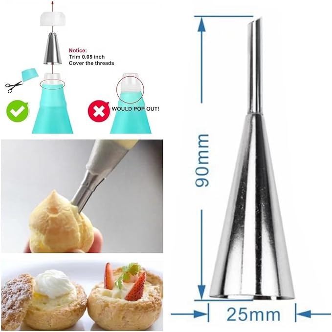 39 Pack Cannoli Forms Kit, Cannoli Forms Pastry Roll Molds with Piping Bags Reusable, Cleaning Brush, Long Cream Icing Piping Nozzle Baking Accessories Tool for Mum and Baker