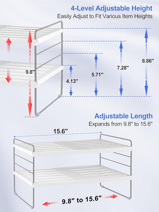 Cirhy Kitchen Wrap Organizer, Expandable Pantry Organizers and Storage, 3-Tier Foil and Plastic Wrap Organizer for Cabinet, Adjustable Shelf for Tin Foil, Ziplock Box, Saran Wrap (9.8-15.6")