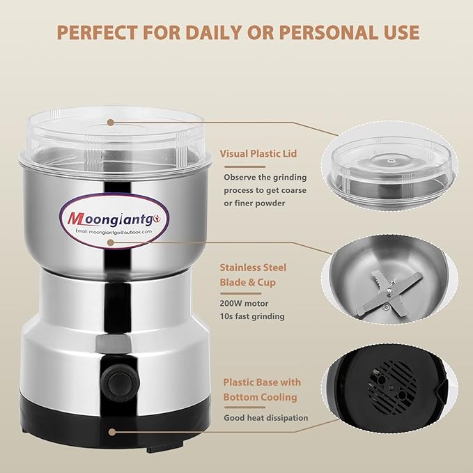 Moongiantgo Mini Coffee Grinder + 300g Electric Grain Mill