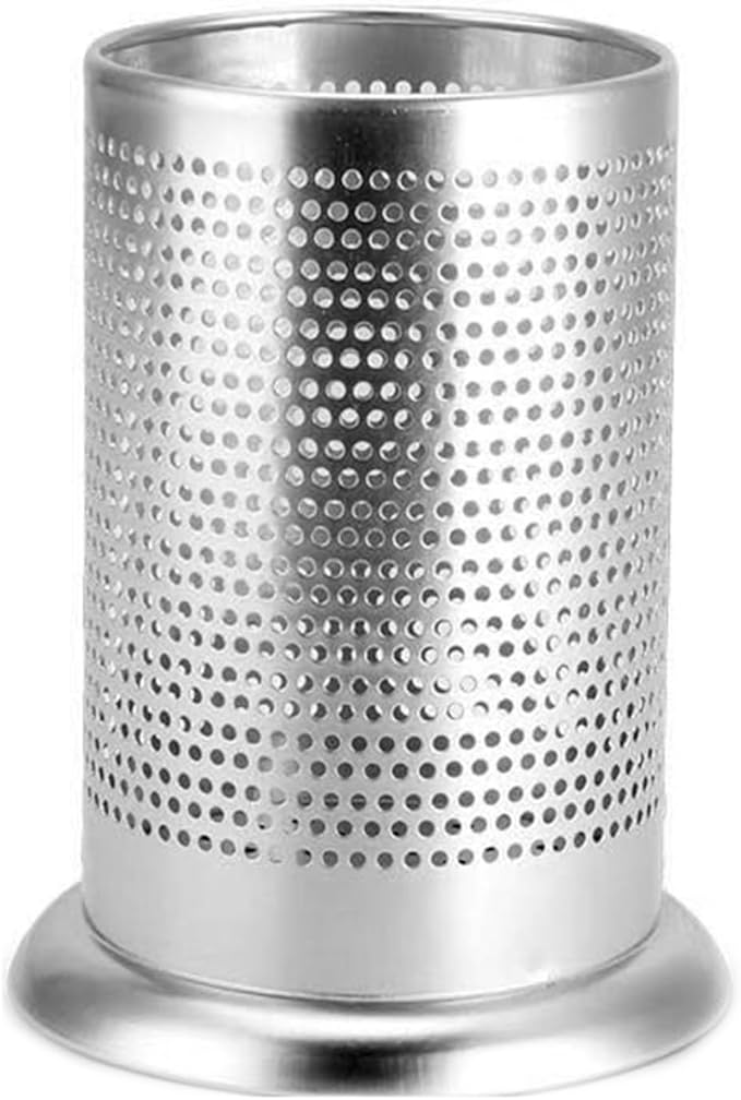 Tissting Stainless Steel Kitchen Utensil Holder, Chopsticks Straw Basket Drying Rack Utensil Organizer, Round Silverware Draining Organizer Drying Rack with Drain Holes