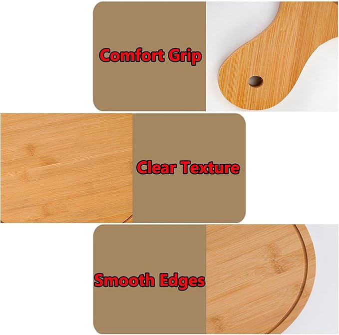 6 Pack Pizza Board Set – Premium Wooden Pizza Plates for Serving & Cutting, Round Bamboo Pizza Plate with Handle, Durable & Lightweight for Home & Restaurant (Up to 13 Inches),11inch