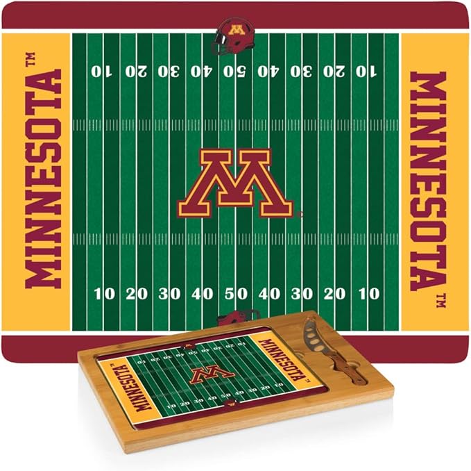 PICNIC TIME NCAA Icon Glass Top Cutting Board & Knife Set, Cheese Boards Charcuterie Boards, Serving Platter, (Parawood & Bamboo)