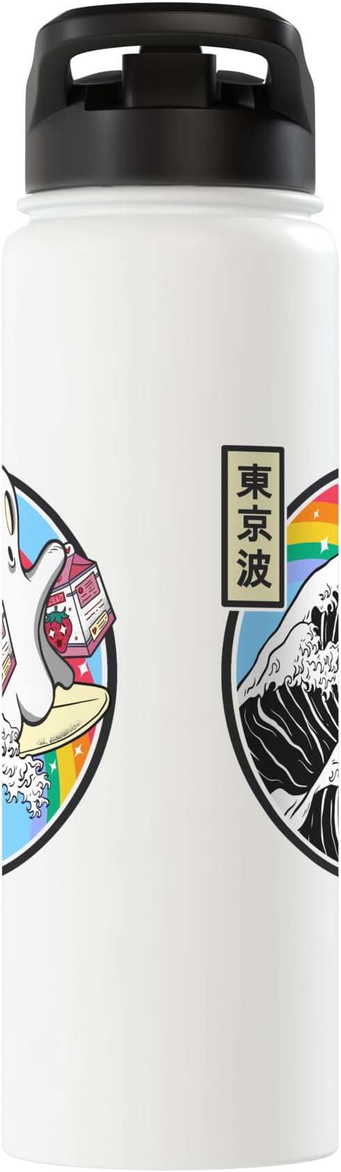Surfing Ghost Strawberry Milk Cartons Anime Kawaii Vaporwave Stainless Steel Insulated Water Bottle