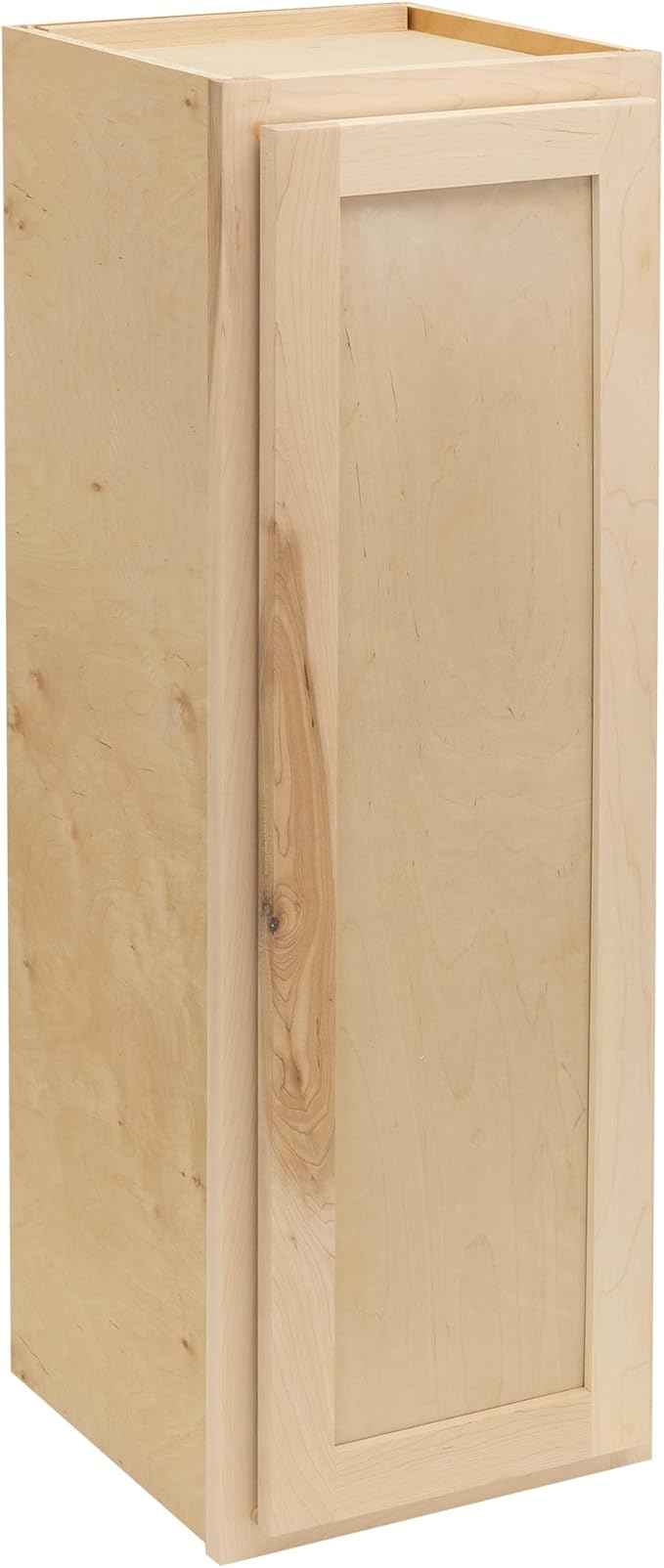 Quicklock RTA (Ready-to-Assemble) 42" Tall Wall Kitchen Cabinets - Shaker Style | 100% Hardwood | Made in America | Soft Close Hardware (Raw Maple, 12" D x 12" W x 42" H)