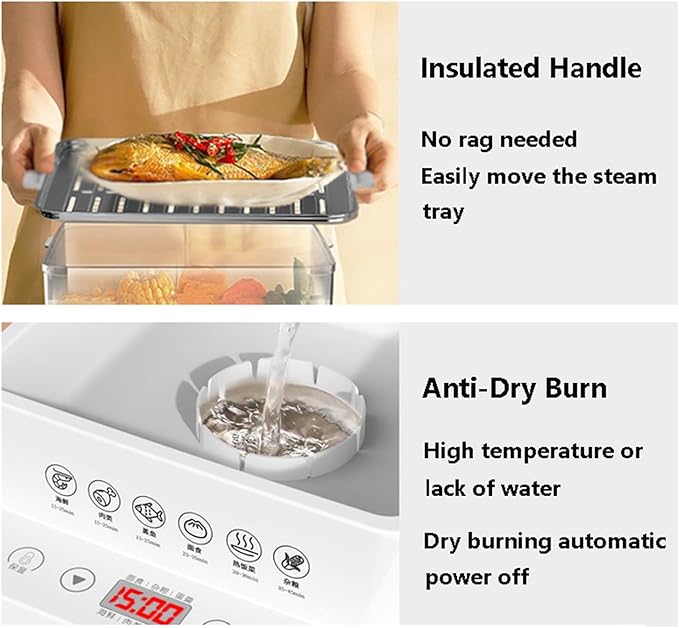 3 Layers/40l Food Steamer 800w Electric Multicookers | Automatic Heat Preservation Steamer Cookware | Touch The Visual Panel Hot Food Heater | Foldable Split Design