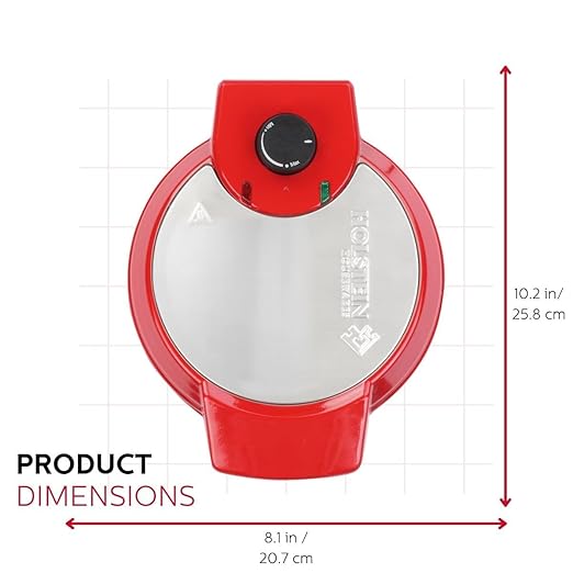 Holstein Housewares 7" Belgian Waffle Maker, Non-Stick Coating, Red/Stainless Steel, Delicious Waffles in Minutes for Everyday Meals. 7 Inch