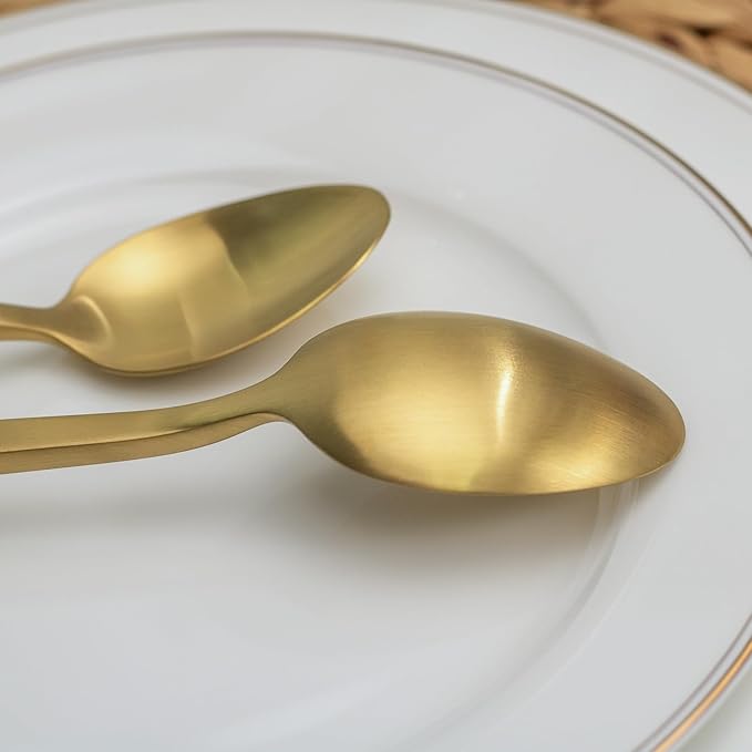 Alata Cube Gold 20-Piece Flatware Set, Forged Cutlery Set, Matte Gold Silverware Service for 4, Stainless Steel Tableware with Square Handle for Home/Restaurant, Dishwasher Safe