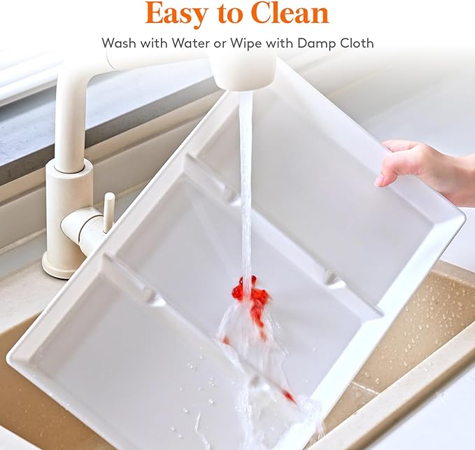 Lifewit 5 Pack Kitchen Drawer Dividers 2.36" High, 16"-22" Adjustable Drawer Organizer, Serving Tray Divided for Party Supplies, 4 PCS 15" x 10" Christmas Plastic Platters