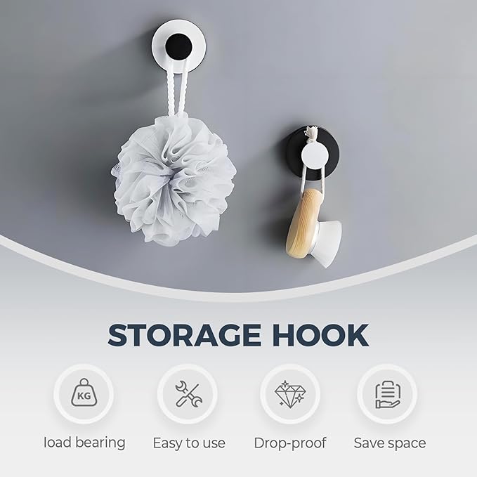 Suction Cup Hooks for Wreaths on Glass, 2025 New No Drill Suction Cup Hooks for Shower, Wreath Hanger Holder for Front Door, Upgraded Towel Hooks for Window Bathroom Mirrors (1, White)