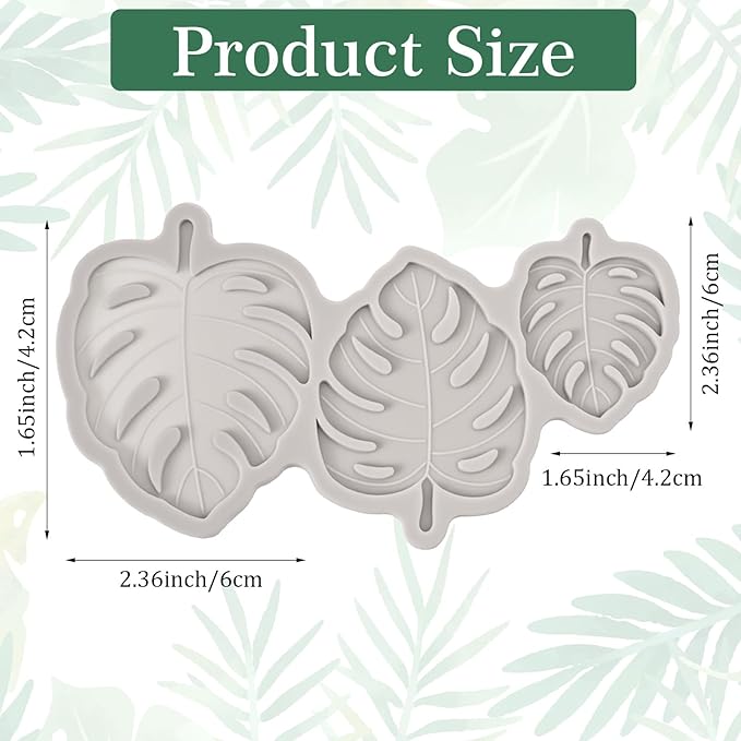Leaves Fondant Molds, Monstera Leaf Molds Silicone Small Tropical Leaf Silicone Mold Cake Decorating Polymer Clay Mold for Candy Chocolate Baking Cookie Pastry
