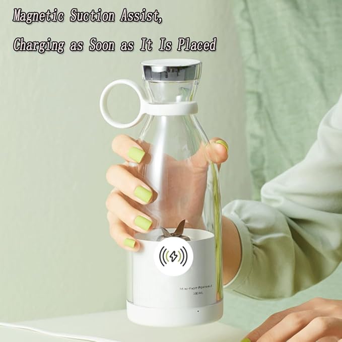 Portable Blender for Smoothies, Personal Small Smoothie Blender with 11.83 Oz/350ml for Shakes and Smoothies, Durable Stainless Steel Blades, Magnetic Charging, Convenient (White + Portable Cover)