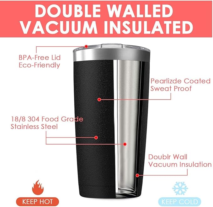6 Pack 20 oz Stainless Steel Insulated Tumbler with Straw and Lid, Double Wall Travel Coffee Mug Vacuum Insulated Bulk Tumbler Set of 6, Suitable for Vehicle Cup Holders
