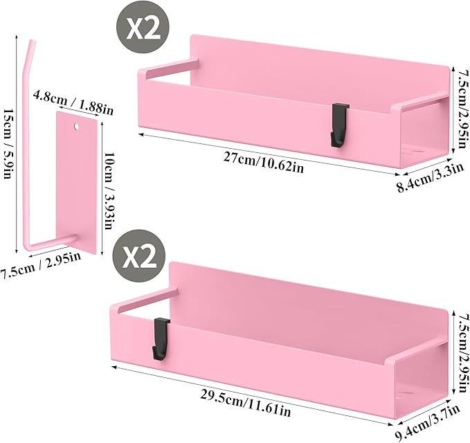Magnetic Water Bottle Holder for Refrigerator, Cup Holder Organizer for Stanley and Tumbler for Kitchen, 4 Pack, Pink