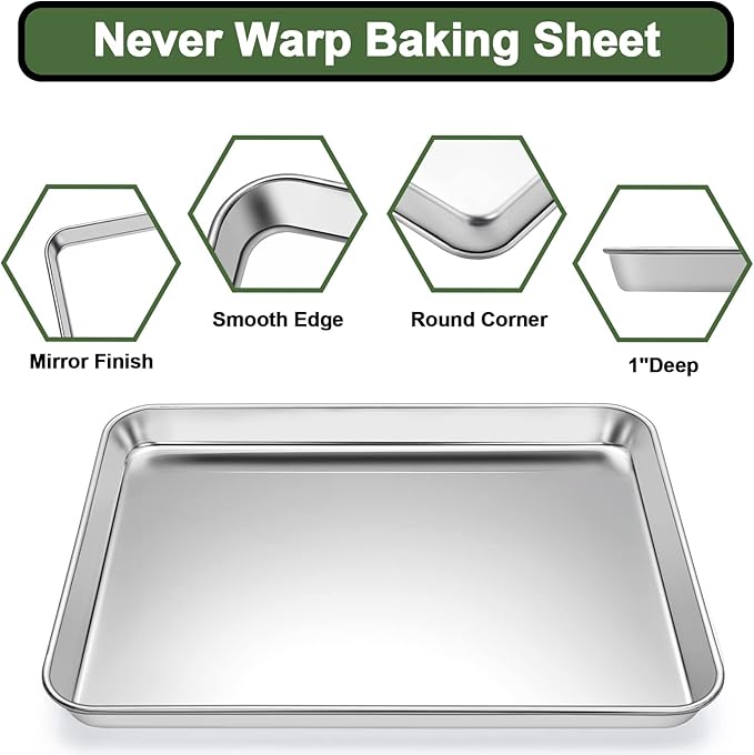Baking Sheet Tray Cooling Rack with Silicone Baking Mat Set, Stainless Steel Cookie Pan For Oven, Set of 9 (3 Sheets + 3 Racks + 3 Mats), Warp Resistant & Heavy Duty & Easy Clean, Red