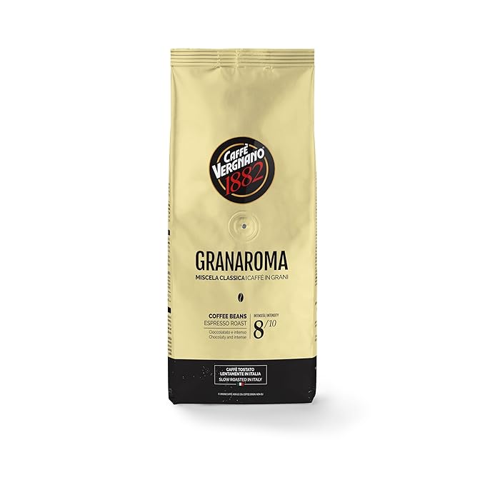 Caffe Vergnano Whole Bean Coffee Gran Aroma 1.1 lb Bag - Medium Roast Espresso Beans Whole, Italian Coffee Beans, Cocoa Spice Dried Fruit Notes - For Moka Pot, French Press, Coffee Maker