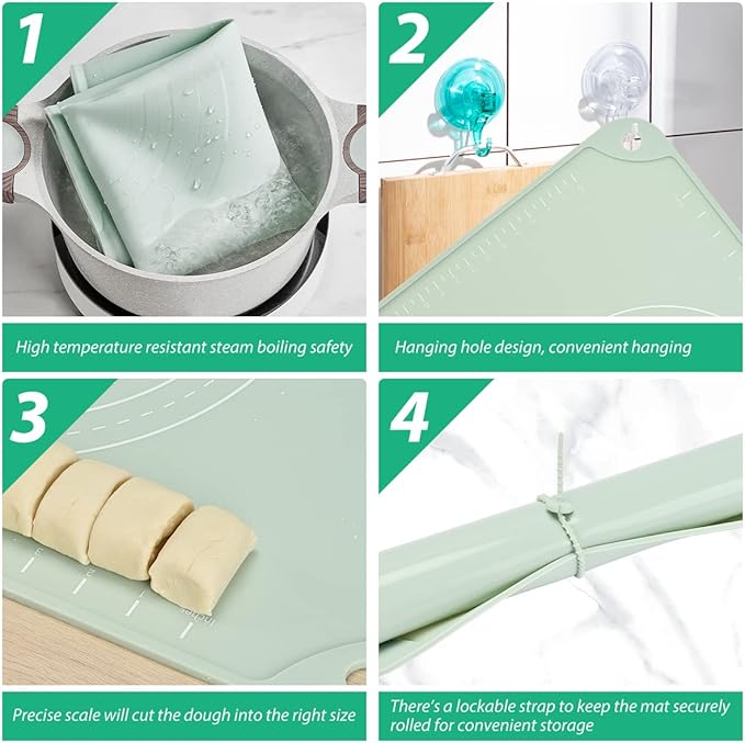 Silicone Pastry Mat 32"*24" Extra Thick Non Stick Baking Mat Food Grade Silicone Dough Rolling Mat with Edge Heightening Large