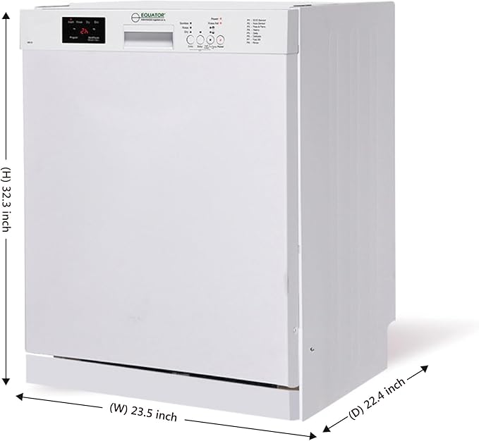 Equator24" Built in Dishwasher 14 Place Setting Wine Rack 8 Wash FAST 50 Delay1/2Load 110V E-Star ADA in White