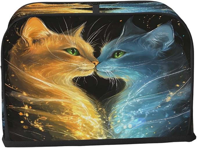 Animal Cat Fire Toaster Cover 2 Slice Dust and Fingerprint Protection Toaster Bread Maker Covers Washable Kitchen Small Appliance Covers for Kitchen Accessories Decor Bakeware Women Gift