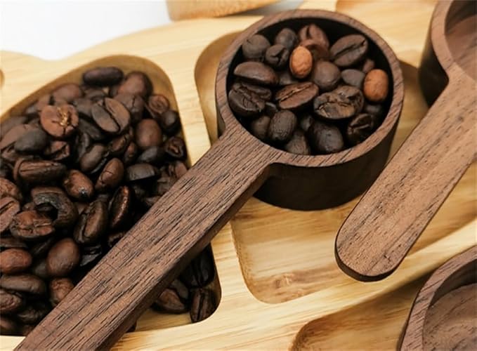 Wooden Coffee Scoop, Measuring Spoon for Ground Beans or Tea, 1 Brown Wooden Tea Scoop (3.81 inches)