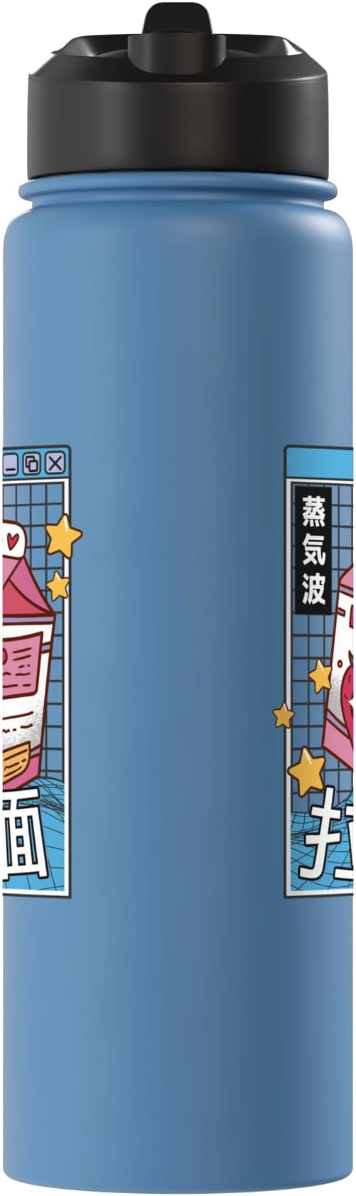 Strawberry Milk Carton Kawaii Grid Vaporwave Aesthetic Anime Stainless Steel Insulated Water Bottle