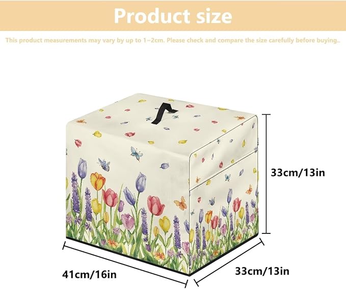 Cartoon Tulip Flower Print Meat Slicer Cover, Dust-proof Meat Slicer Machine for Home Compatible with Food Slicer Commercial,Fit for Elite for Standard Meat Slicer -16 L x 13 W x 13 H