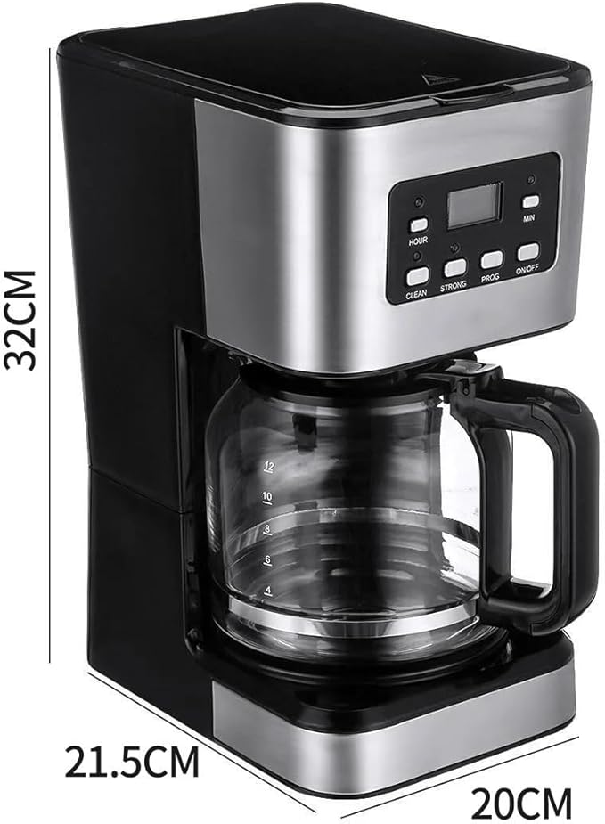 950W electric coffee machine 12 cups automatic drip coffee machine with coffee pot 220V automatic insulation function for home office use, WHITE