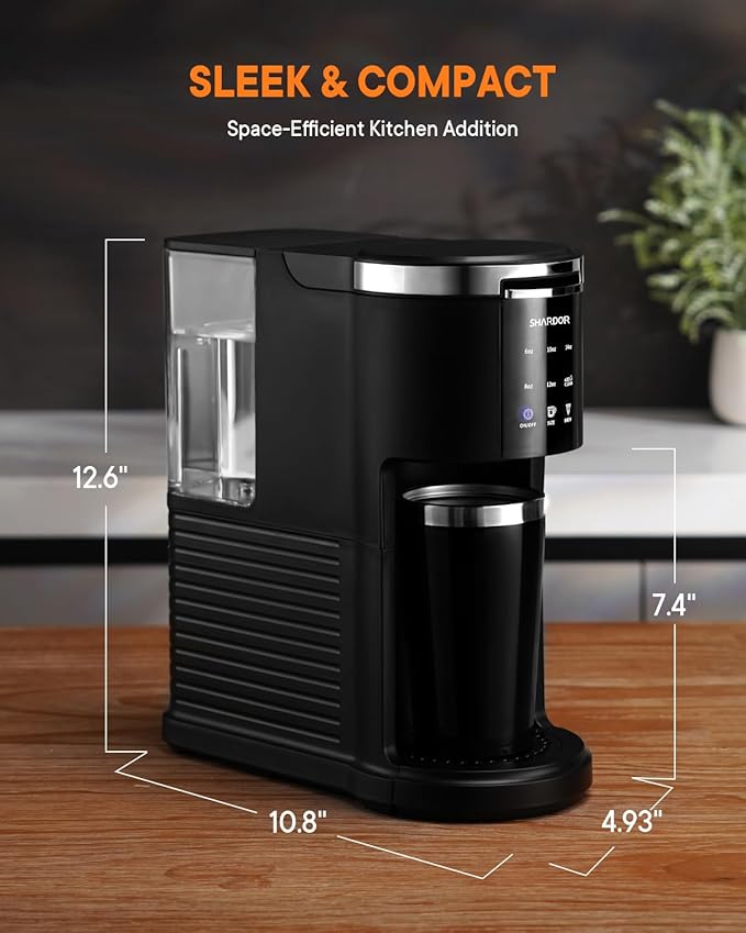 SHARDOR 3 in 1 Coffee Maker, K Cup Coffee Maker Compatible with Ground Coffee & Teas, Single Serve Coffee Machine, 6–14oz Brew Sizes, 40oz Detachable Water Reservoir, Descale Settings, Black