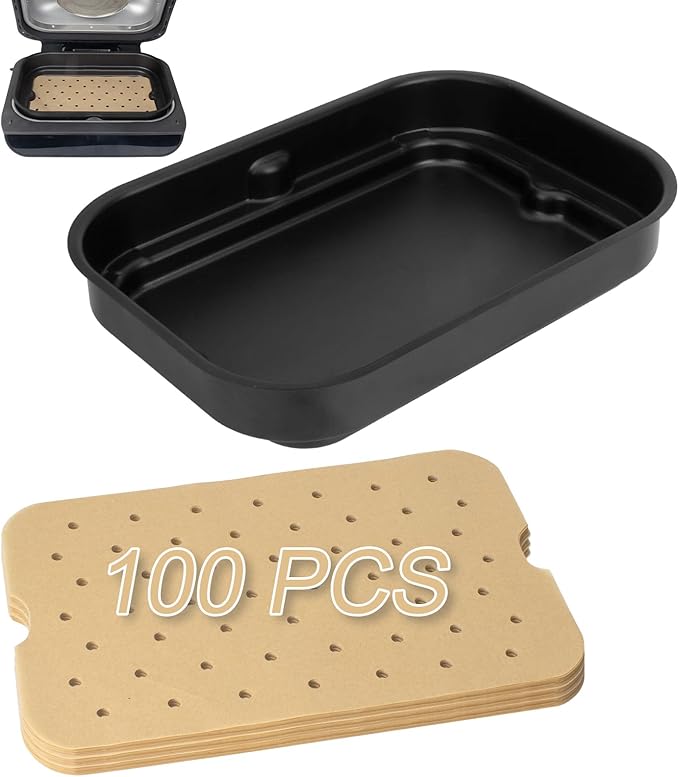 Foodi Smart Grill Pans & Air Fryer Liners for Ninja FG551 Foodi XL 6-in-1 Indoor Grill, Non-Stick Air Frying Griddle Plate with Disposable Perforated Paper for Ninja Air Fryer Accessories