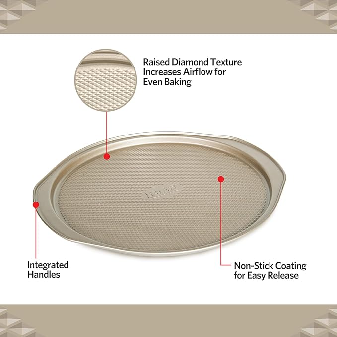 Glad Nonstick Large Pizza Pan for Oven | Round Baking Tray | Textured Cooking Sheet Crisper | Premium Bakeware Series for Home Kitchen