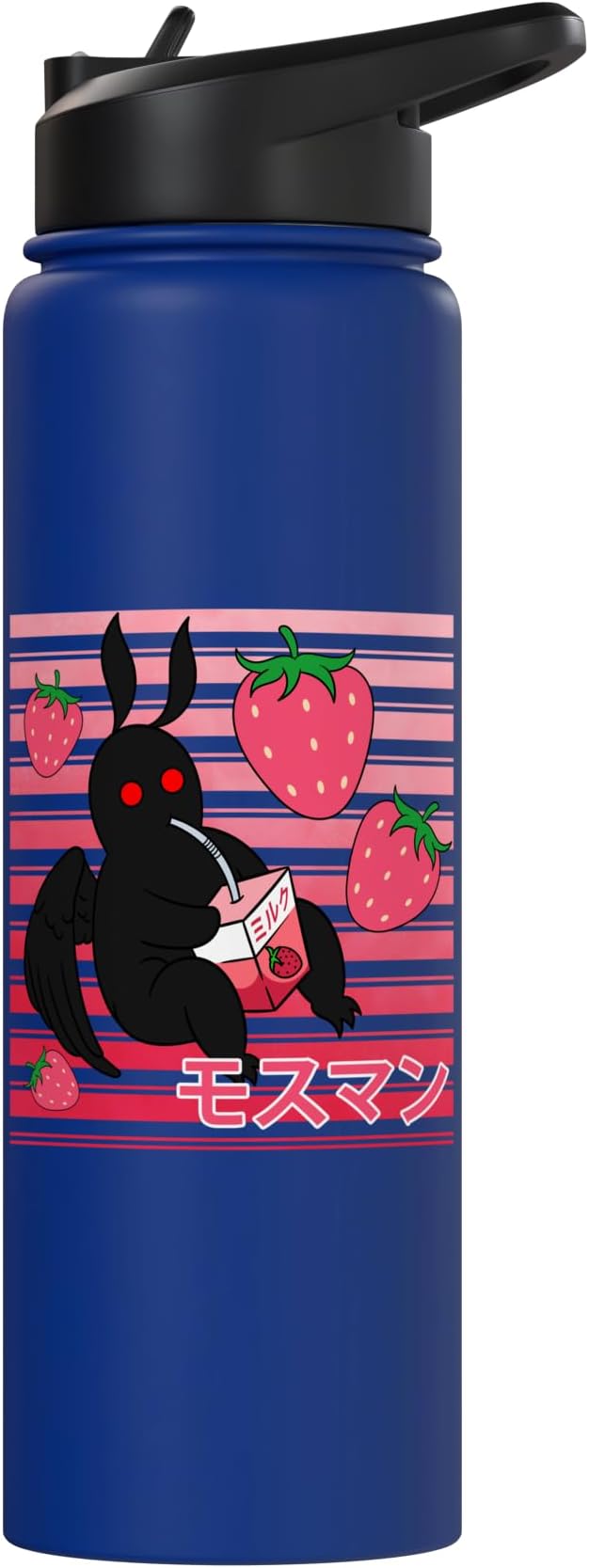 Mothman Kawaii Strawberry Milk Shake Carton Stainless Steel Insulated Water Bottle