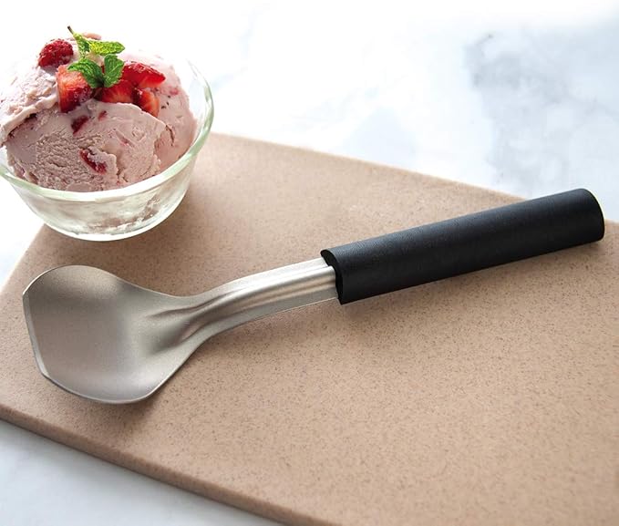 Rada Cutlery Ice Cream Scoop (W237), 2.38" x 2.38" Stainless Steel Bowl, Black Handle
