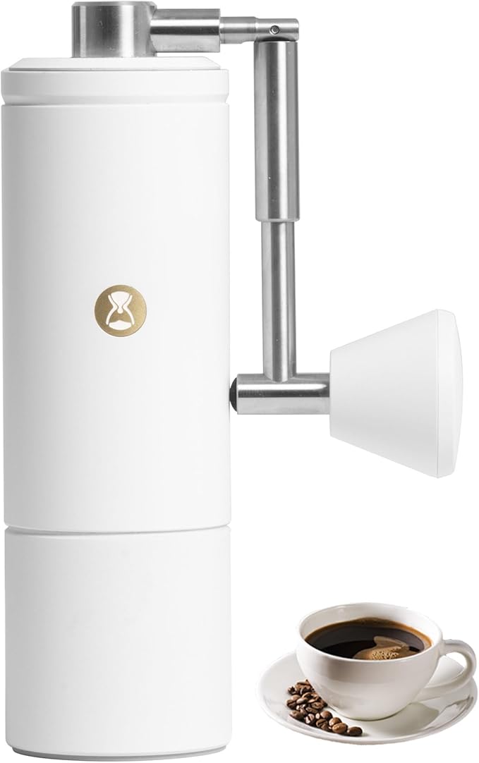 Timemore C5 PRO Manual Coffee Grinder - 42mm Stainless Steel Burr, 48 Adjustable Settings, Hand Coffee Grinder with Fordable Handle, All Metal, Portable for Home, Office & Outdoor, 30g Capacity, White