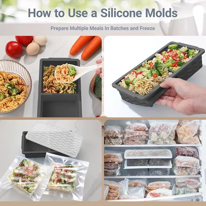 Aopigavi Silicone Freezer Tray with Lid – 2-Cup Soup Freezer Container Molds, Large Ice Cube Trays for Freezing Soup, Sauce & Broth, Meal Prep & Food Storage – Oven & Dishwasher Safe, 2-Pack